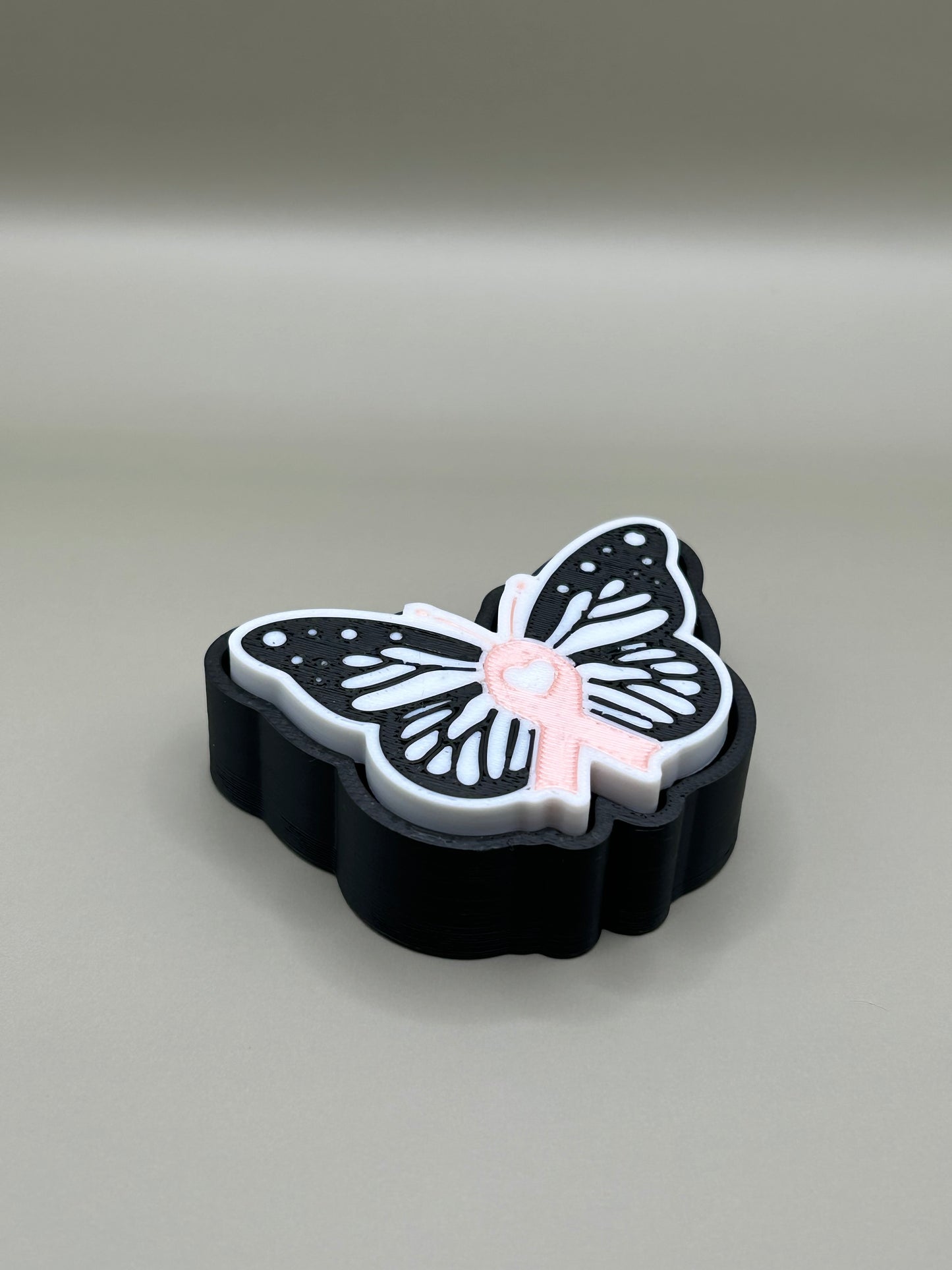 3D printed Breast cancer awareness butterfly fidget clicker